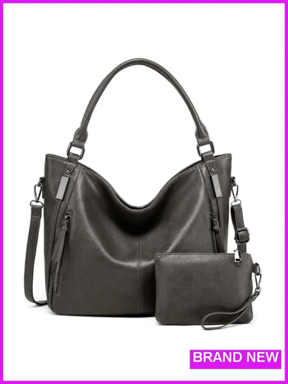Large Slouchy Hobo Shoulder Bag Tote Work Purse Faux Leather